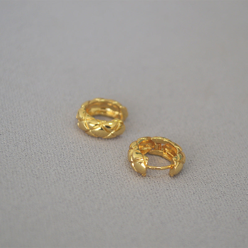 Rhombus Texture Hoop Earrings — earrings, view 2