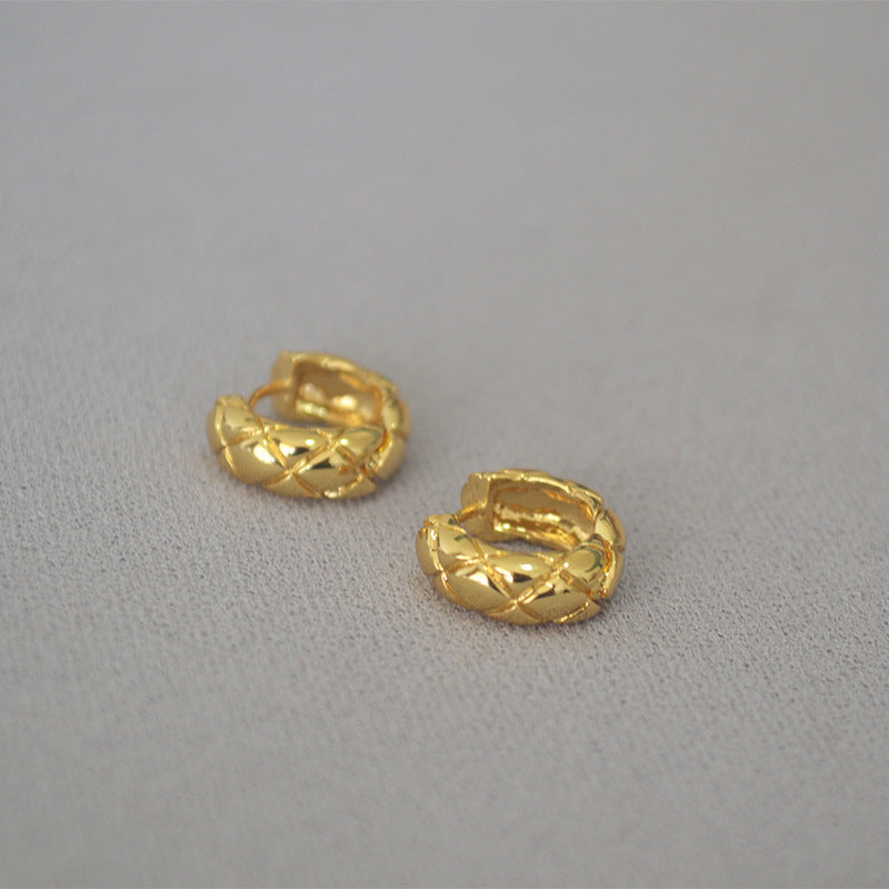 Rhombus Texture Hoop Earrings — earrings, view 3