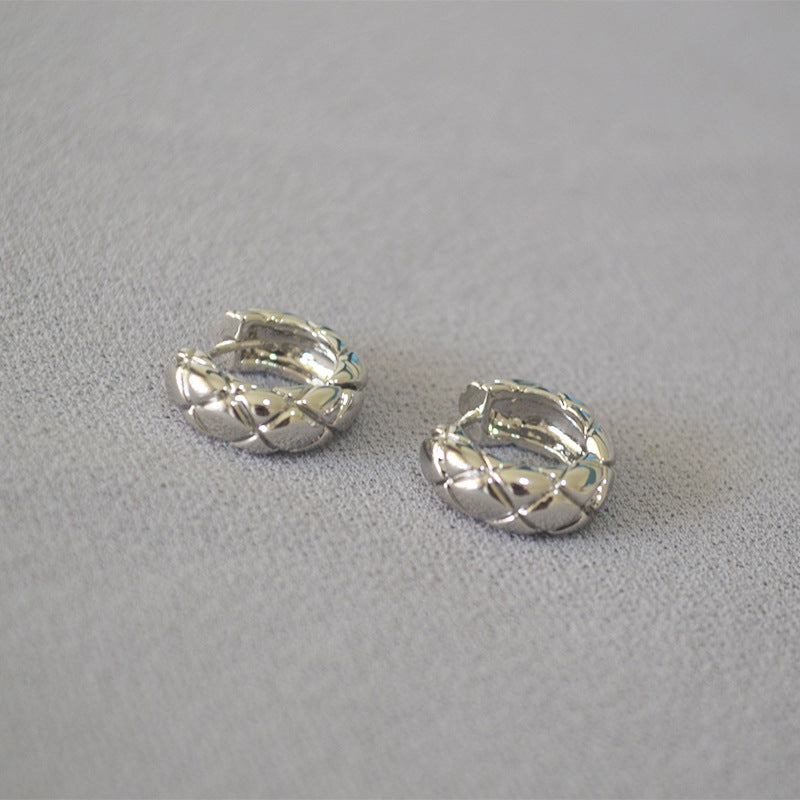 Rhombus Texture Hoop Earrings — earrings, view 4