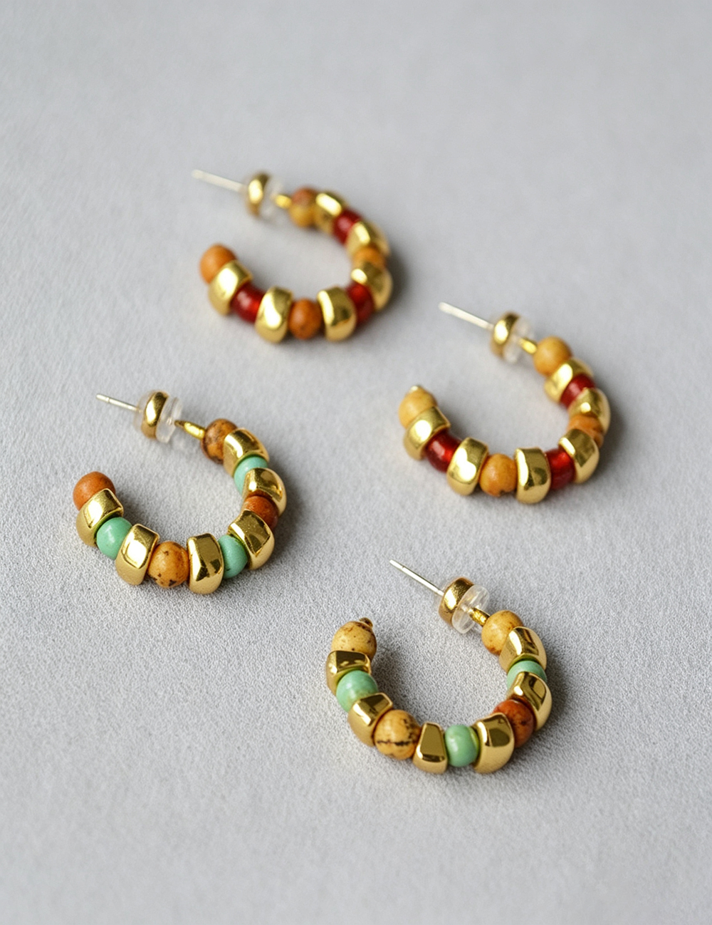 Gold-Plated C-Shape Stud Earrings — earrings