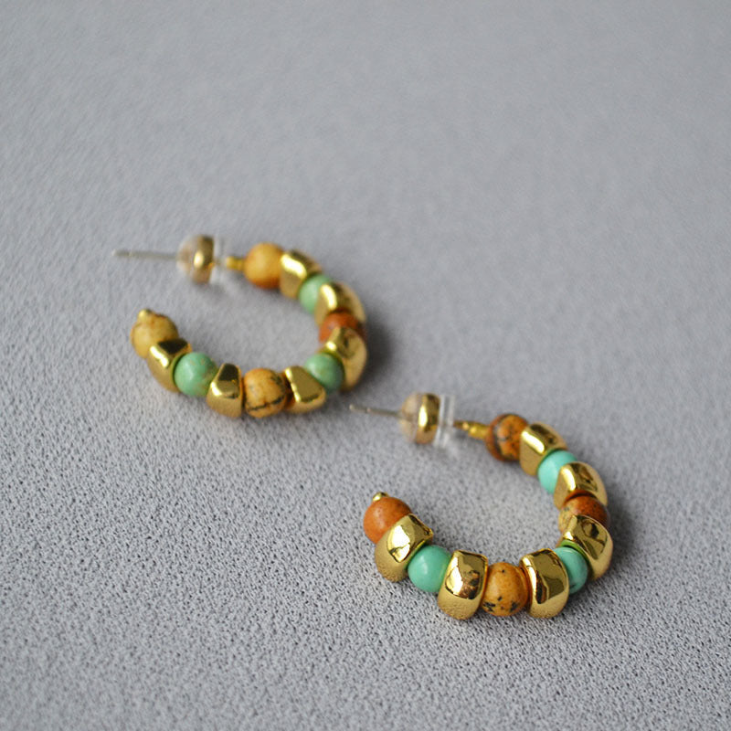 Gold-Plated C-Shape Stud Earrings — earrings, view 2