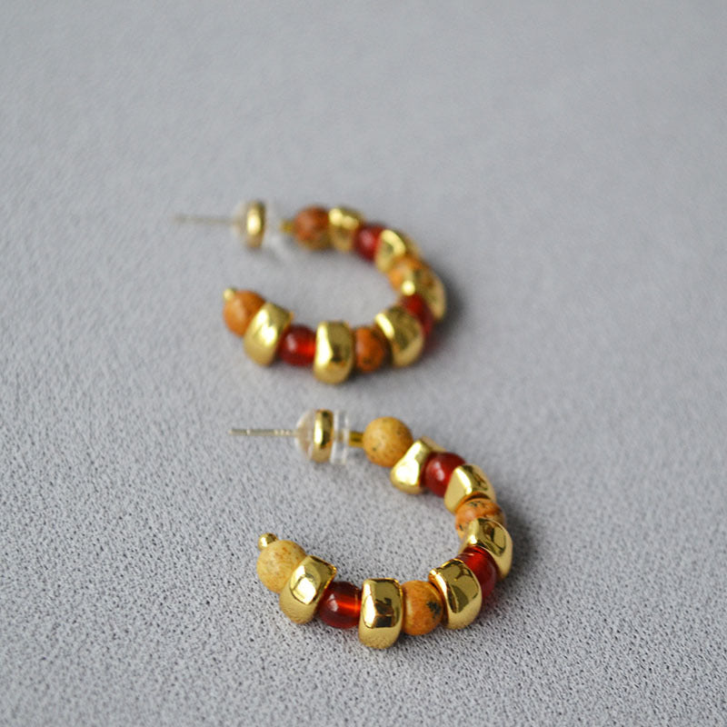 Gold-Plated C-Shape Stud Earrings — earrings, view 3