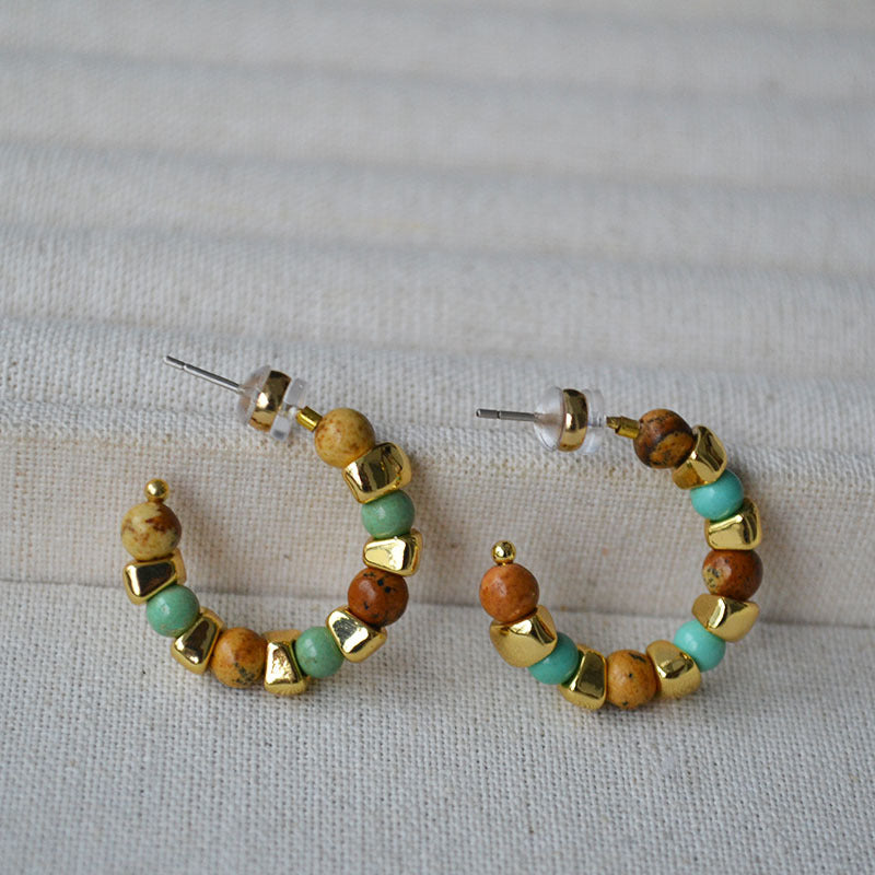 Gold-Plated C-Shape Stud Earrings — earrings, view 4