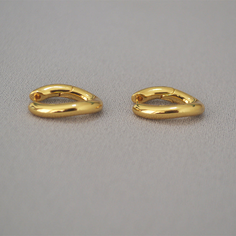 Twist U-Shape Gold Hoop Earrings — earrings, view 2