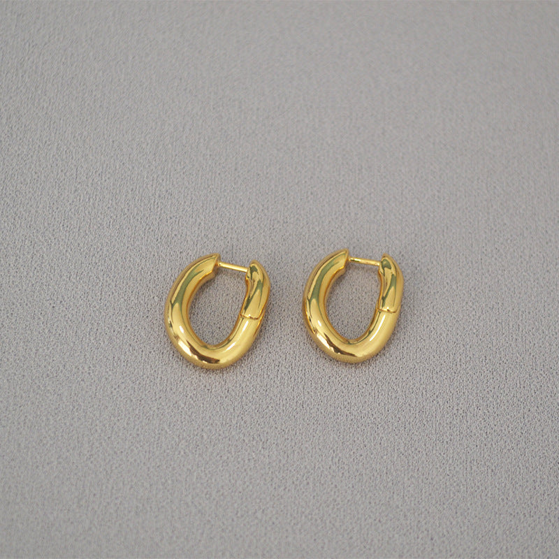 Twist U-Shape Gold Hoop Earrings — earrings, view 3