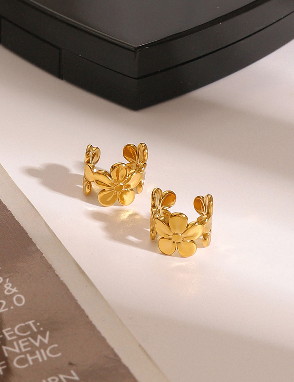 Floral C-Shape Clip Earrings — earrings