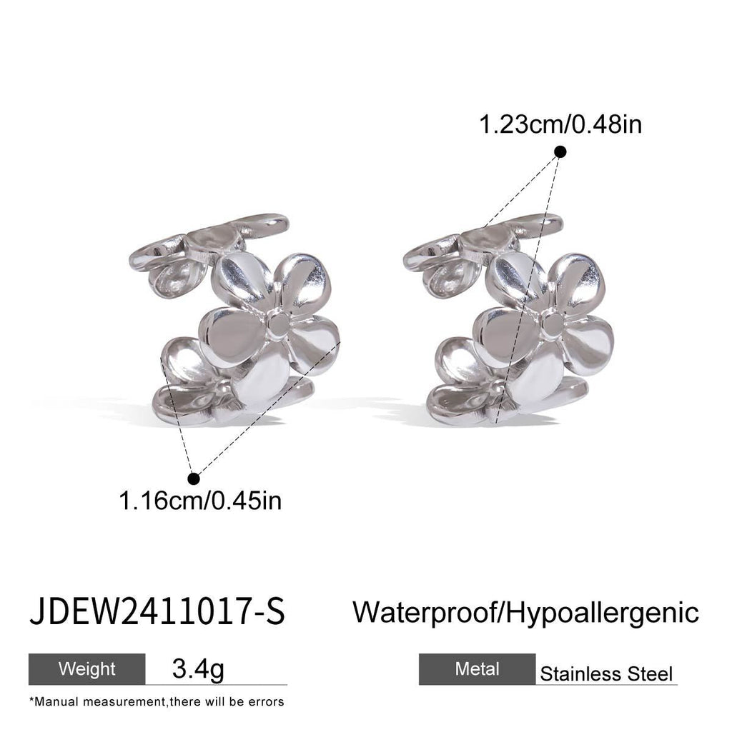 Floral C-Shape Clip Earrings — earrings, view 5