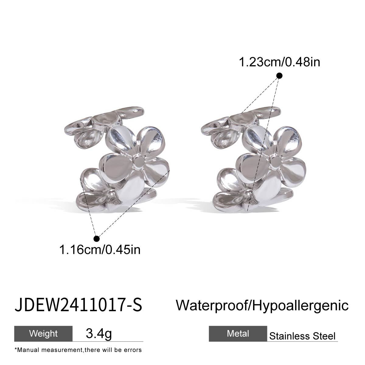 Floral C-Shape Clip Earrings — earrings, view 5
