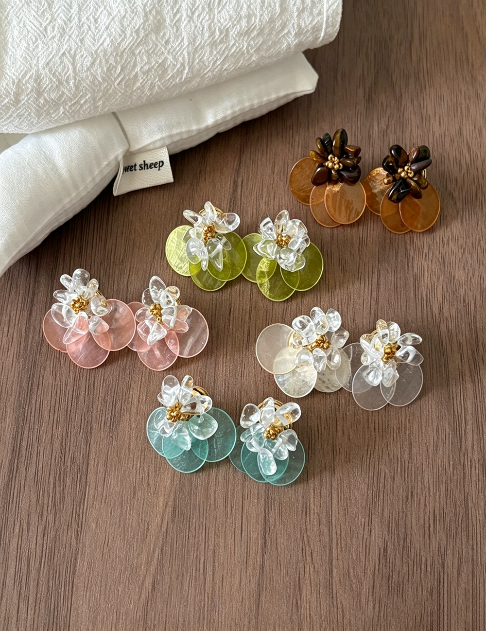 Shell Disc Beaded Stud Earrings — earrings