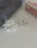 Beaded Chain Floral Stud Earrings — transparent earrings