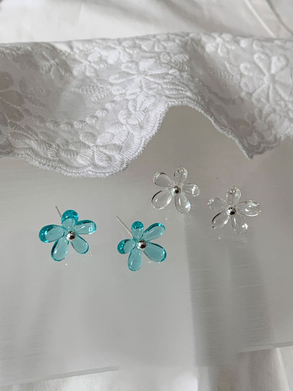 Transparent Flower Stud Earrings — earrings