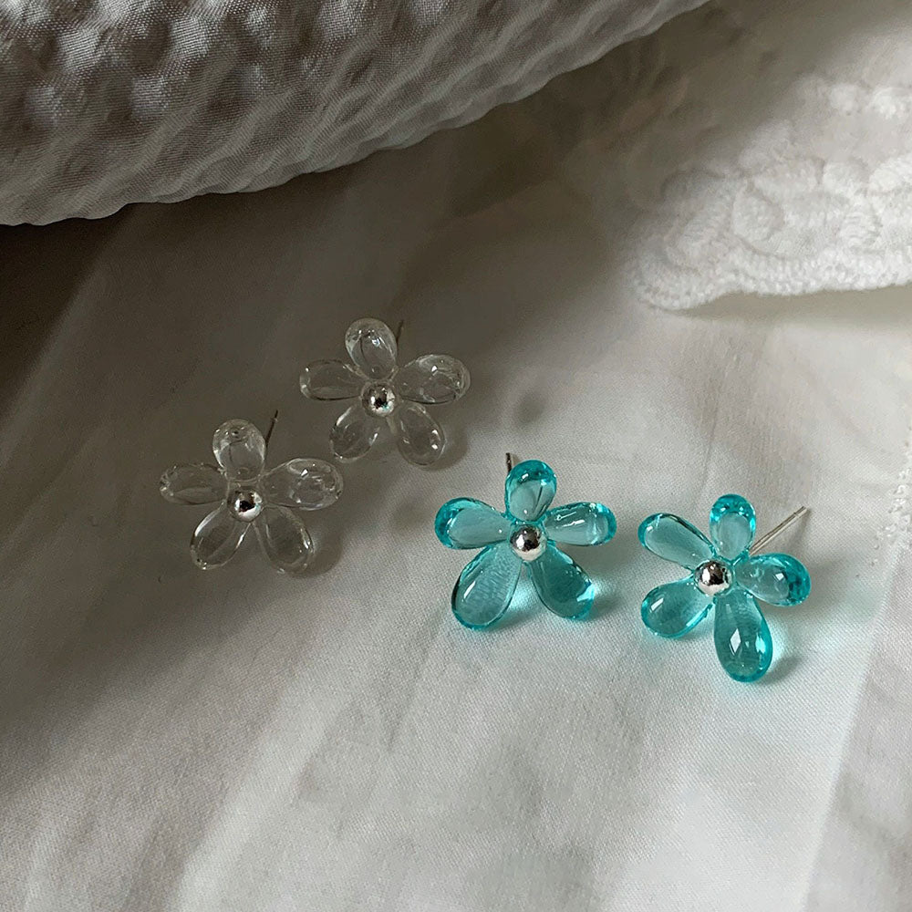 Transparent Flower Stud Earrings — earrings, view 2