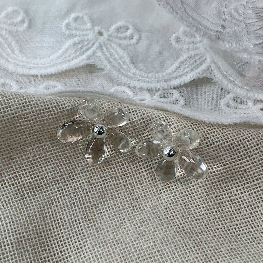 Transparent Flower Stud Earrings — earrings, view 3