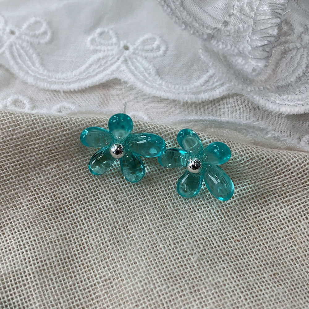 Transparent Flower Stud Earrings — earrings, view 4