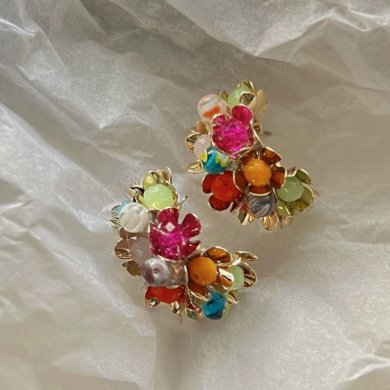 Colourful Floral Stud Earrings — colorful earrings, view 2
