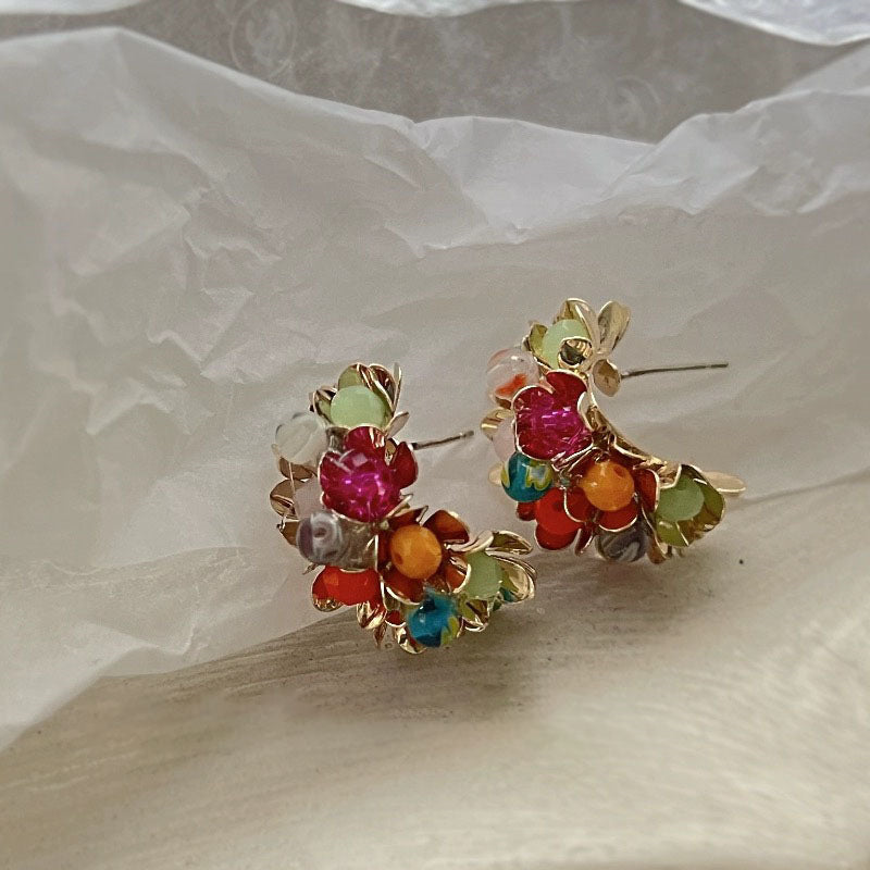Colourful Floral Stud Earrings — colorful earrings, view 3