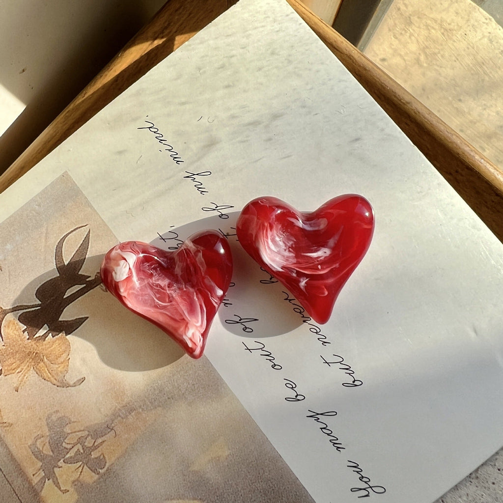 Polished Heart Stud Earrings — earrings, view 3