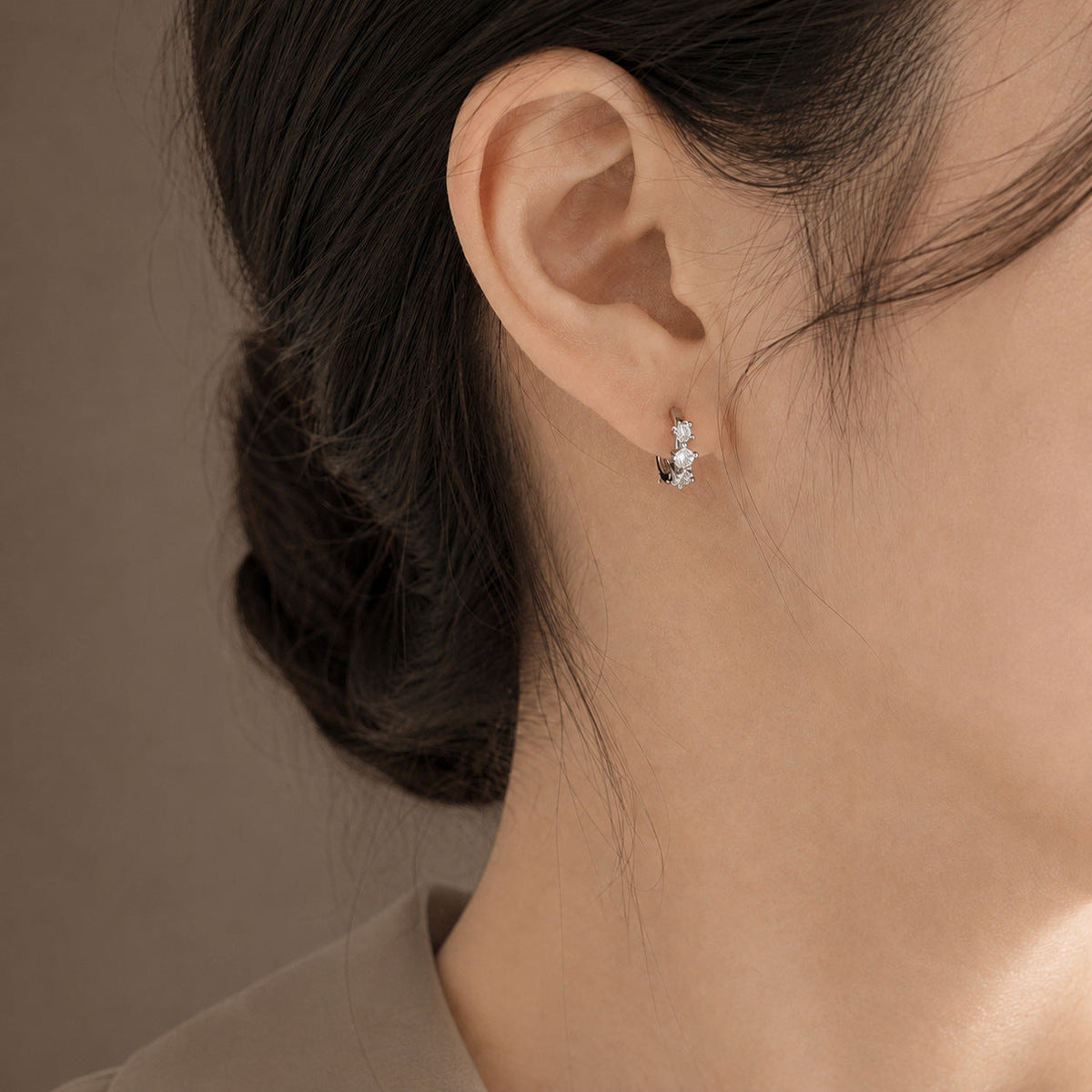 Sparkling Rhinestone Gold Hoop Earrings — earrings, view 4