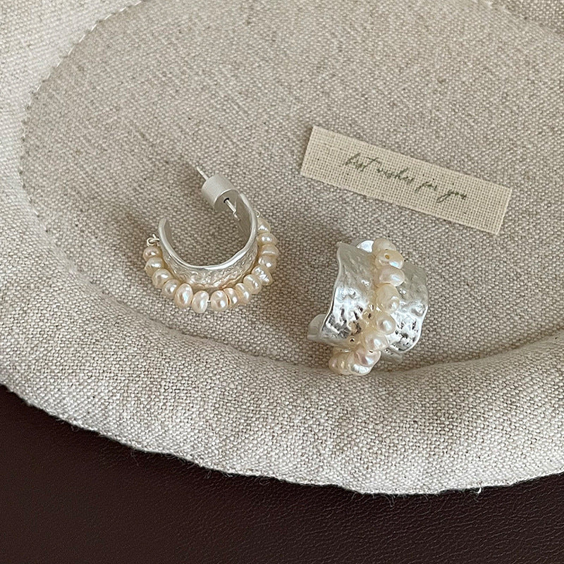 Ruffled Texture Wide Stud Earrings — earrings, view 3