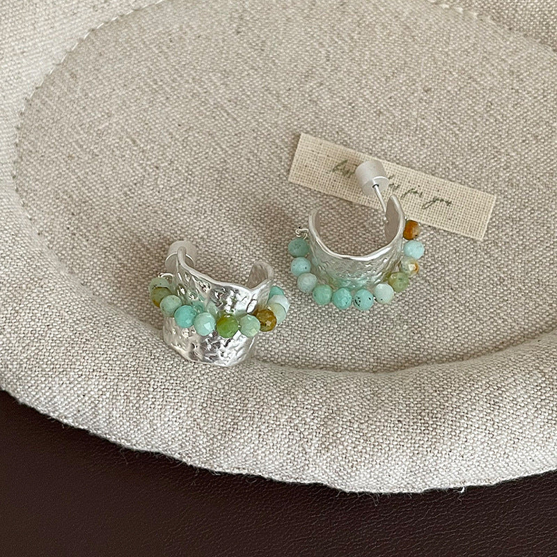 Ruffled Texture Wide Stud Earrings — earrings, view 4