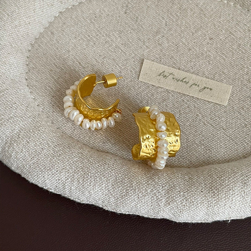 Ruffled Texture Wide Stud Earrings — earrings, view 5