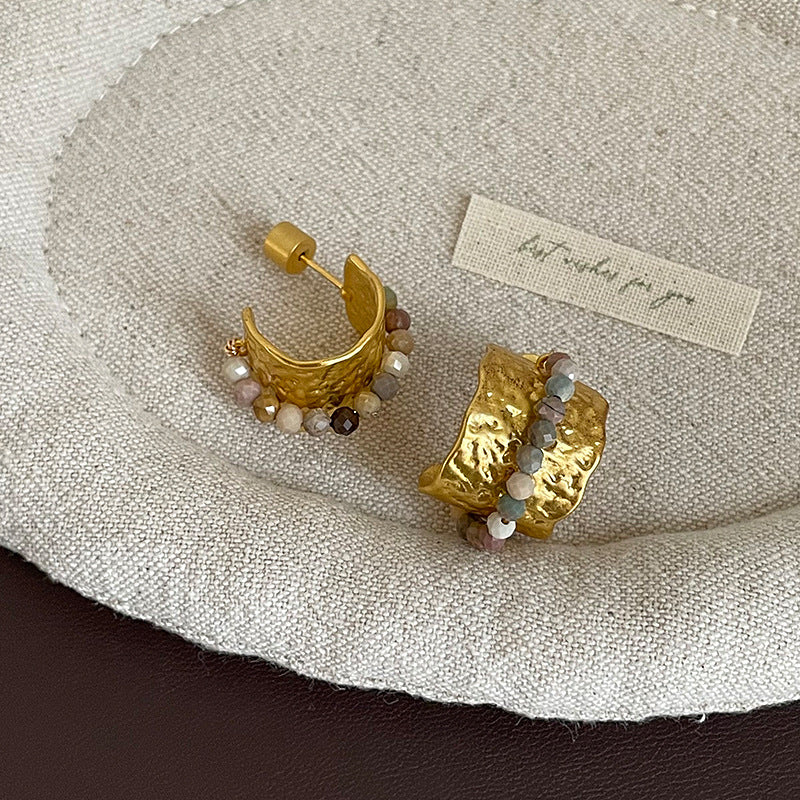 Ruffled Texture Wide Stud Earrings — earrings, view 6