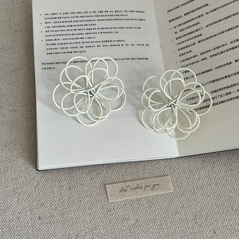 Hollow Floral Line Stud Earrings — earrings, view 4