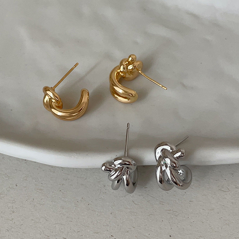 Knot Design Stud Earrings — earrings, view 2