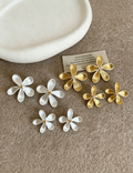 Oversized 3D Floral Studs in Gold Plate — earrings