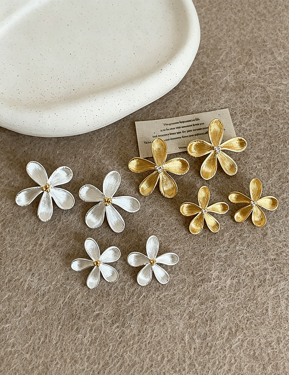 Oversized 3D Floral Studs in Gold Plate — earrings