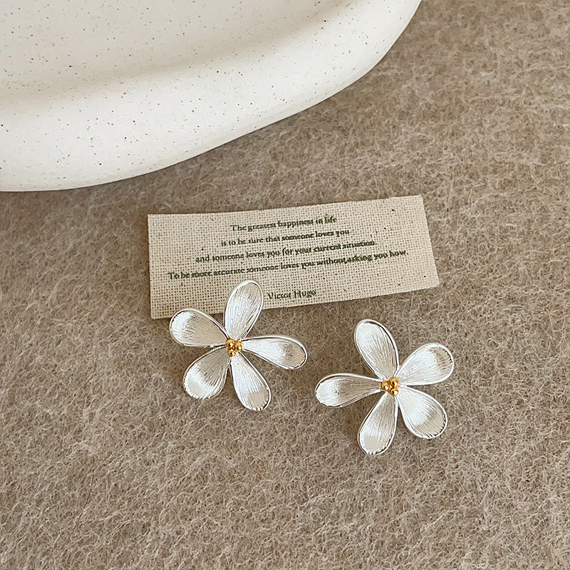 Oversized 3D Floral Studs in Gold Plate — earrings, view 4