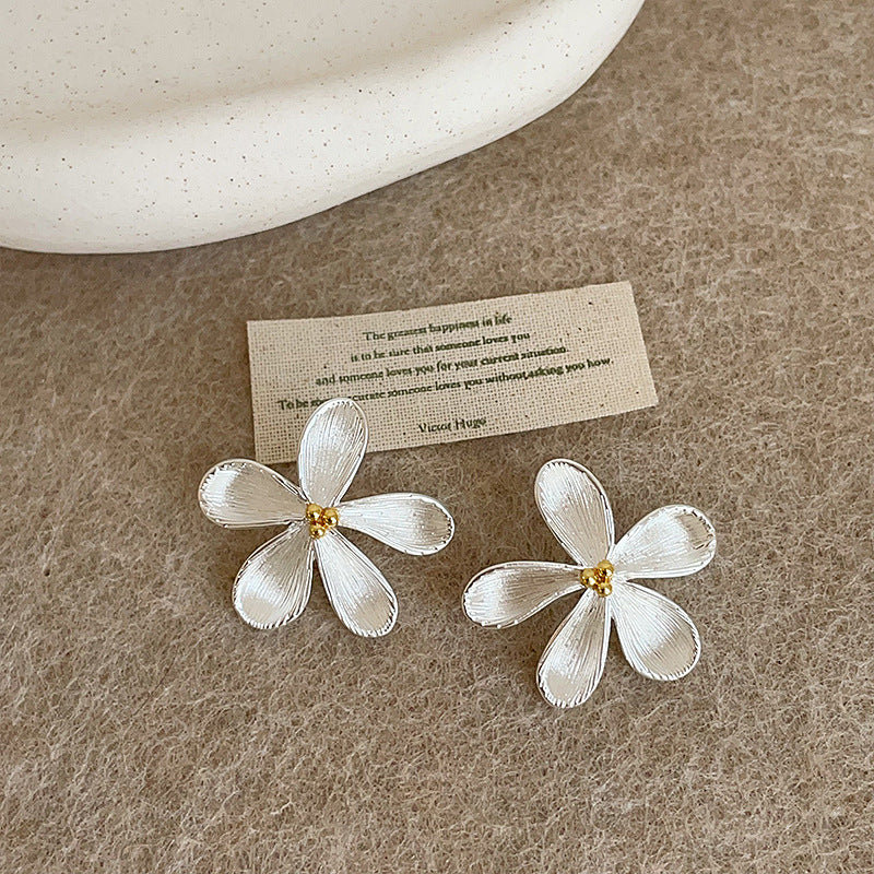 Oversized 3D Floral Studs in Gold Plate — earrings, view 5
