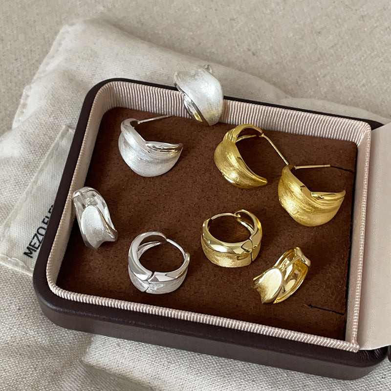 Matte Arc Shape Hoop Earrings — earrings, view 2