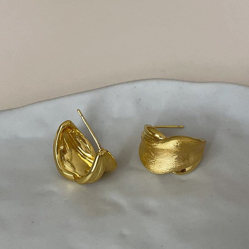 Matte Arc Shape Hoop Earrings — earrings, view 4