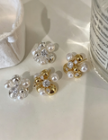 Pearl Floral Ball Stud Earrings — earrings