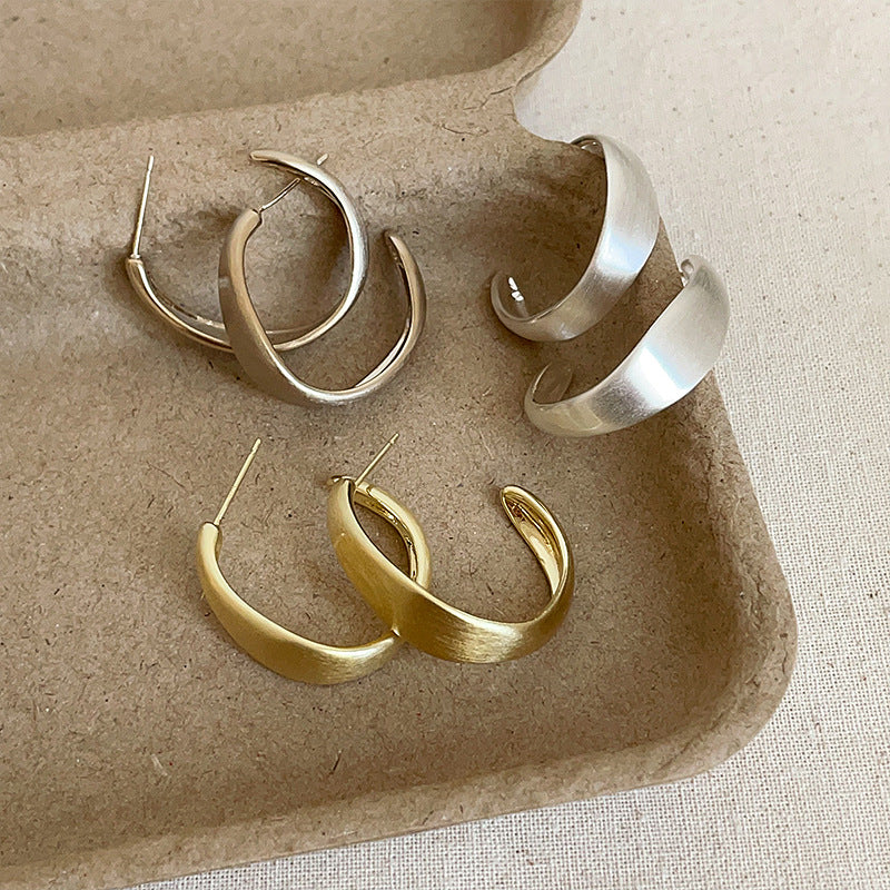 Irregular C-Shaped Stud Earrings — earrings, view 2