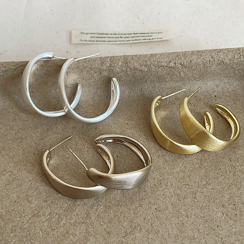 Irregular C-Shaped Stud Earrings — earrings, view 3