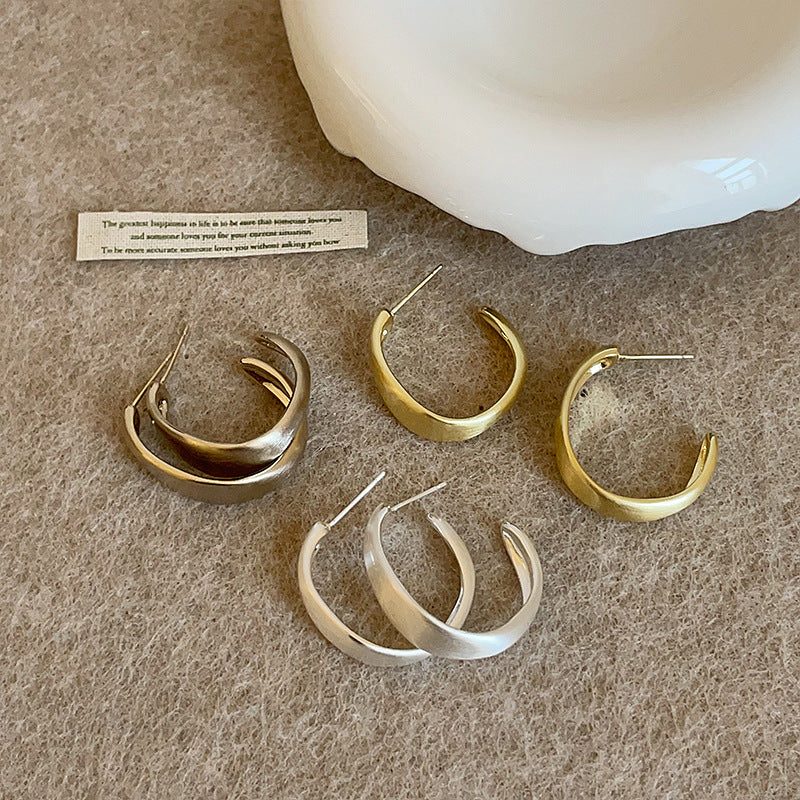 Irregular C-Shaped Stud Earrings — earrings, view 4