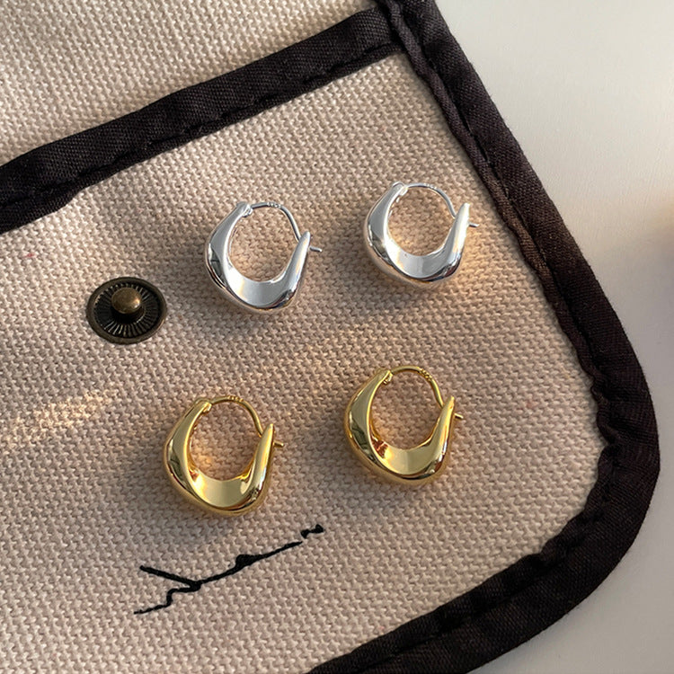 Irregular Gold Plated Hoop Earrings — earrings, view 2
