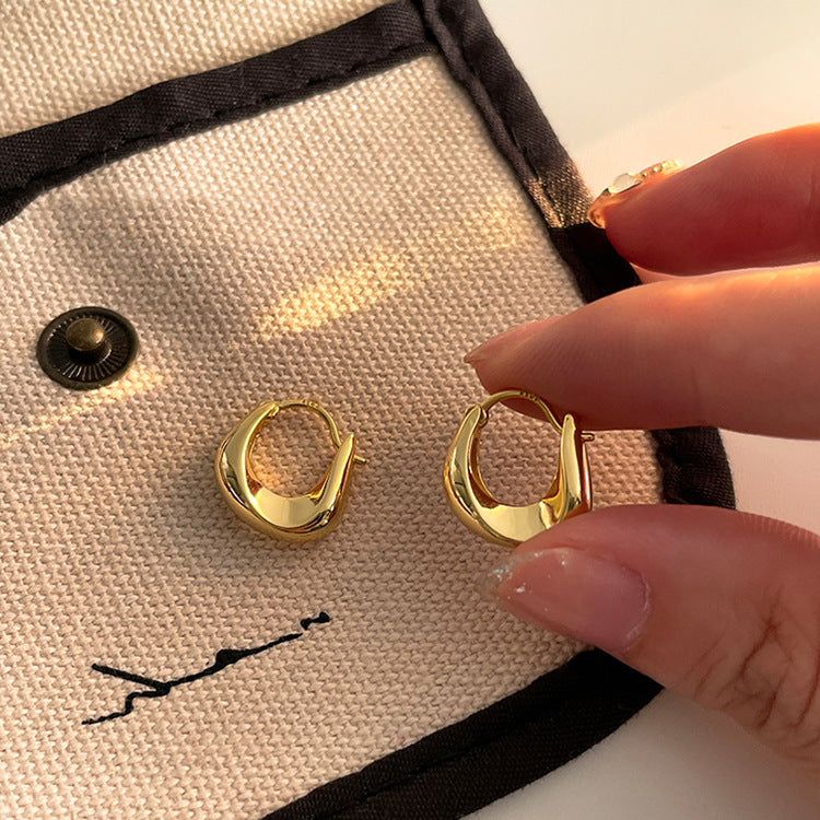 Irregular Gold Plated Hoop Earrings — earrings, view 4