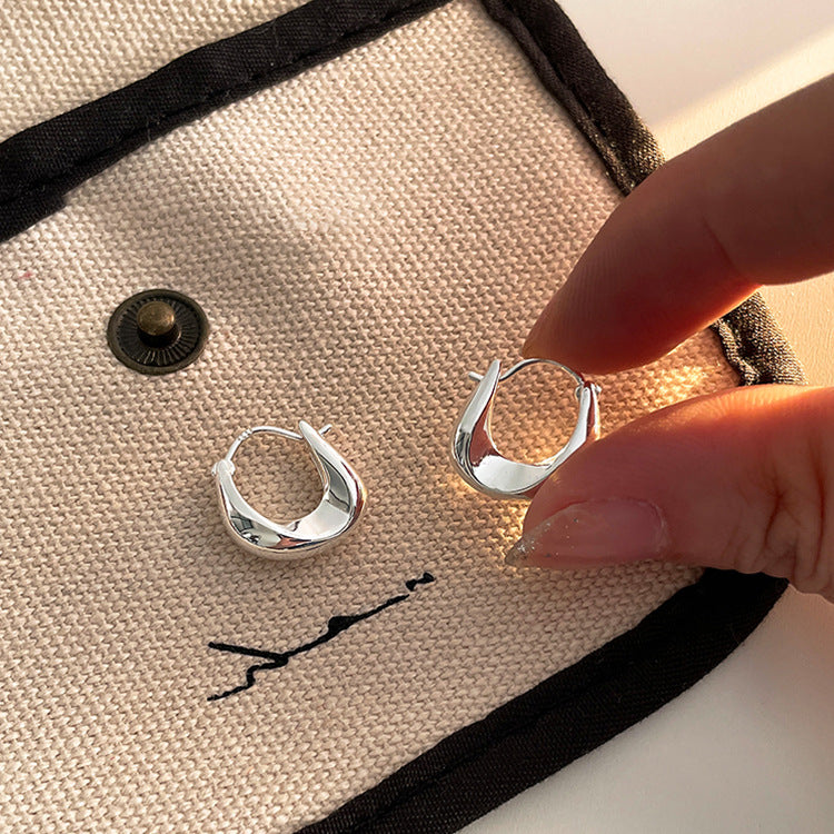 Irregular Gold Plated Hoop Earrings — earrings, view 5