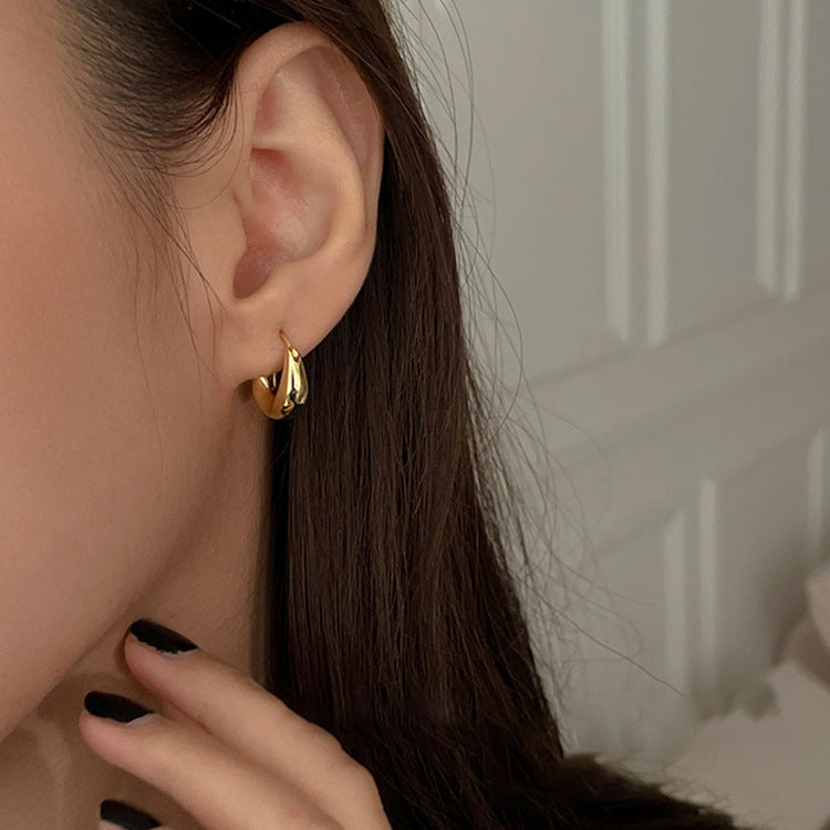 Irregular Gold Plated Hoop Earrings — earrings, view 6