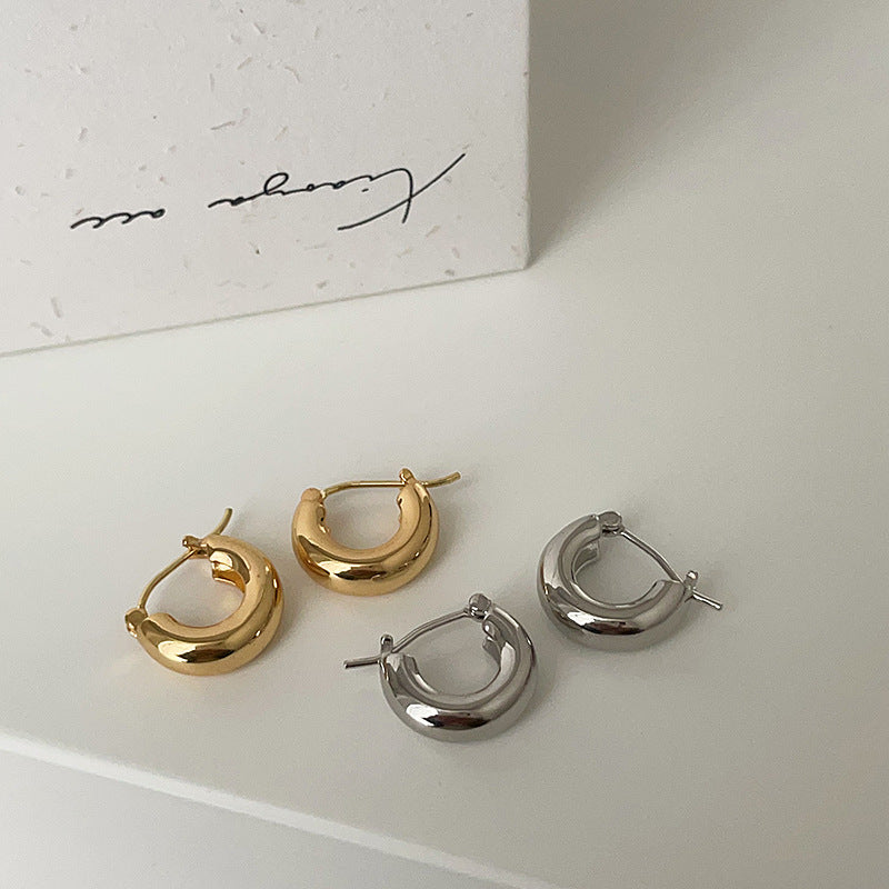 Hollow Half-Circle Hoop Earrings — earrings, view 2