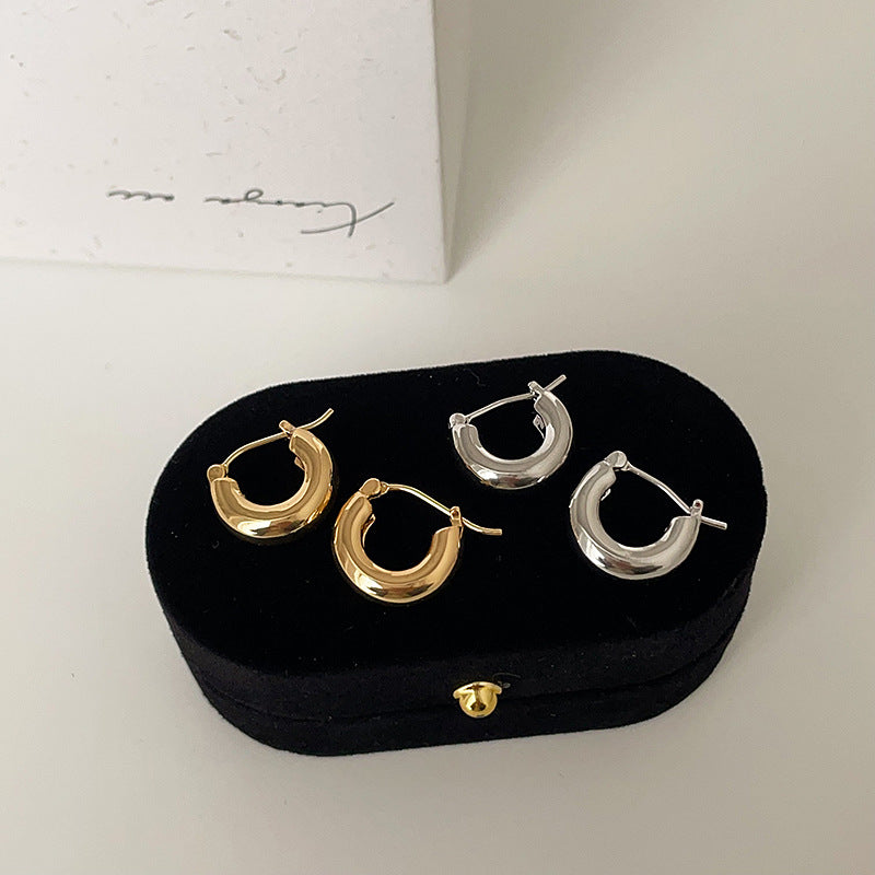 Hollow Half-Circle Hoop Earrings — earrings, view 3
