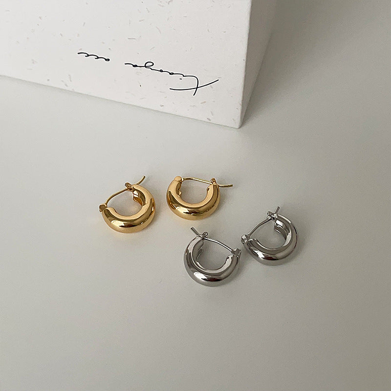 Hollow Half-Circle Hoop Earrings — earrings, view 4