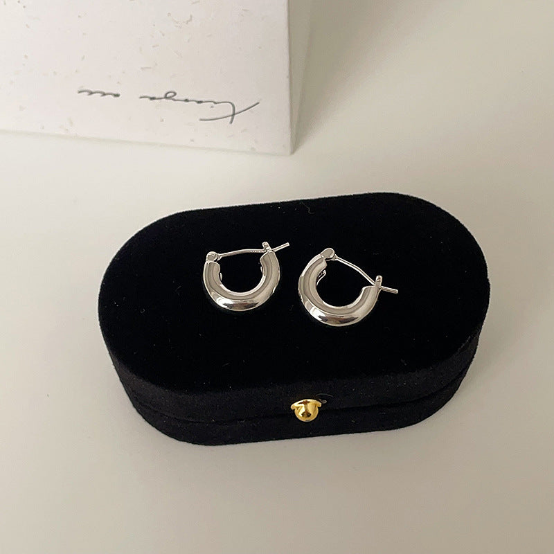 Hollow Half-Circle Hoop Earrings — earrings, view 6