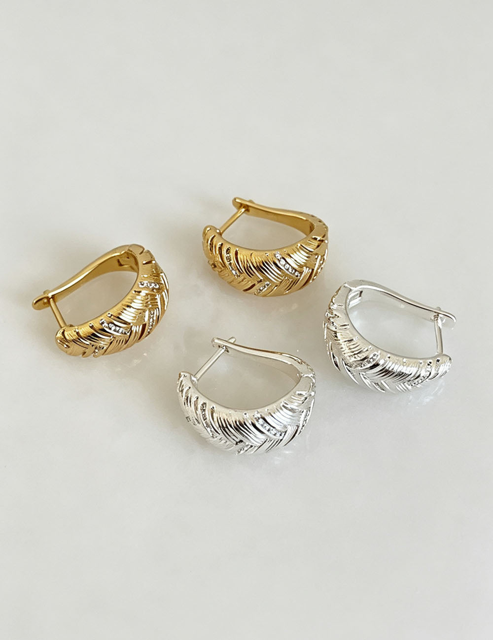 Woven Rhinestone Hoop Earrings — earrings