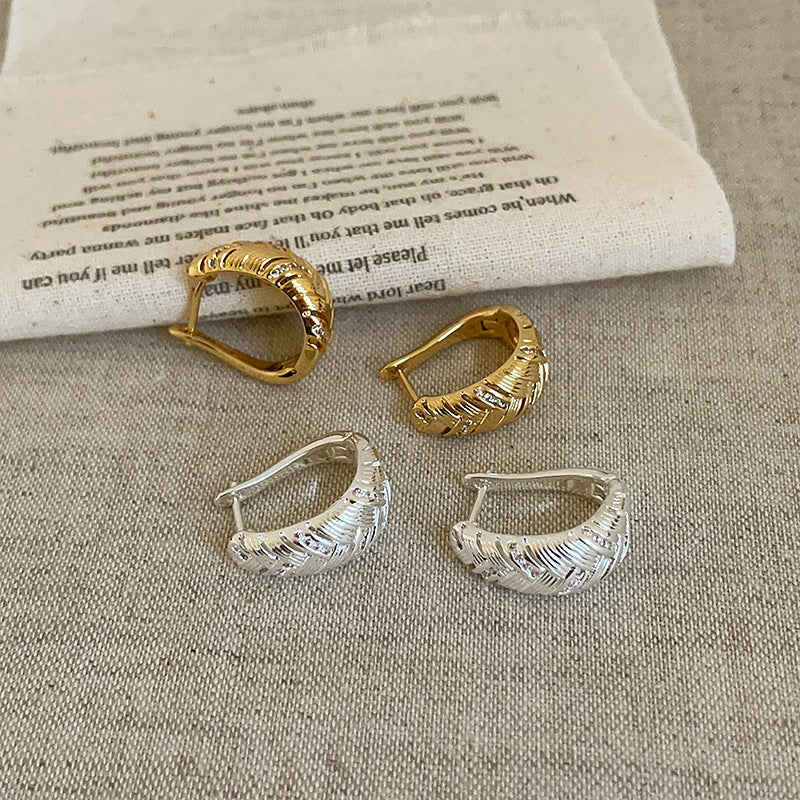Woven Rhinestone Hoop Earrings — earrings, view 4
