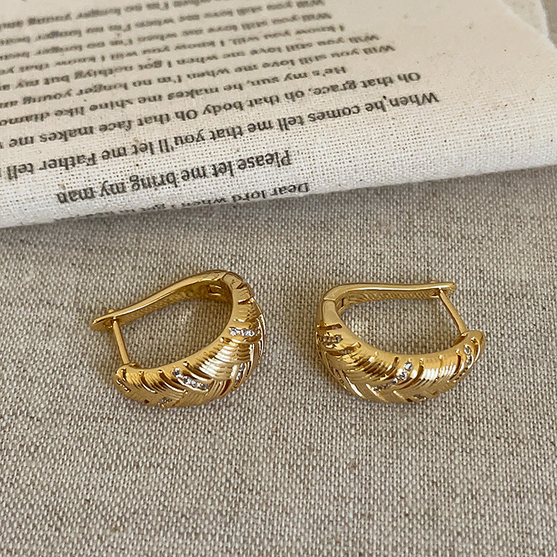 Woven Rhinestone Hoop Earrings — earrings, view 5
