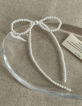 Large Pearl Bow Knot Dangle Earrings — white earrings